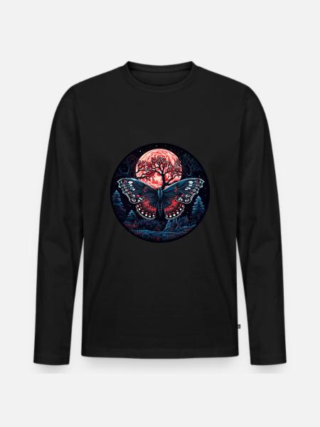 Insect moth butterfly at night - Men's Premium Organic Long Sleeve Shirt - black