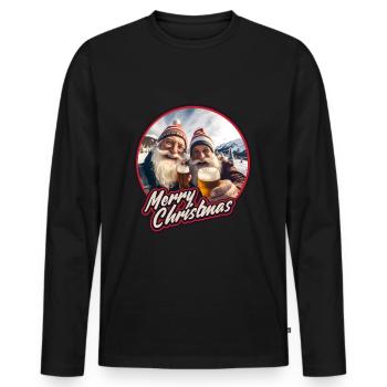 Bier Gnome Zwerge Wichtel Weihnachtsmann - Männer Premium Bio Langarmshirt - Schwarz - Vorne - Nico (187cm)
