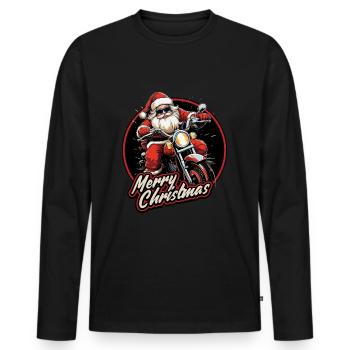 Motard Père Noël Père Noël Moto - T-shirt manches longues Premium bio Homme - noir - Devant - Nico (187cm)