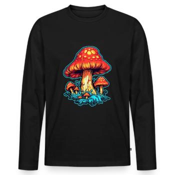 Toadstool Mushroom Mushroom Picker - Men's Premium Organic Long Sleeve Shirt - black - Front - Nico (187cm)