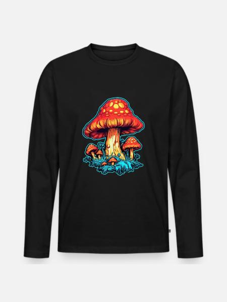 Toadstool Mushroom Mushroom Picker - Men's Premium Organic Long Sleeve Shirt - black