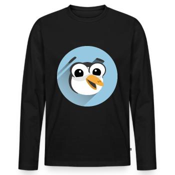 Funny Penguin Face - Men's Premium Organic Long Sleeve Shirt - black - Front - Nico (187cm)