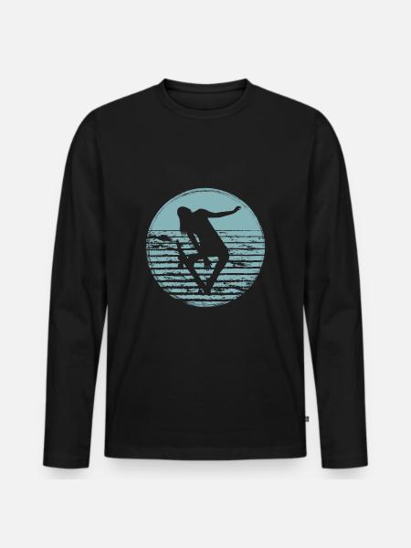 Retro Skaterin Skater Skateboarder Skateboard - Men's Premium Organic Long Sleeve Shirt - black