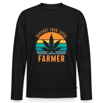 Support Your Local Farmer Retro Marihuana Cannabis - Männer Premium Bio Langarmshirt - Schwarz - Vorne - Nico (187cm)