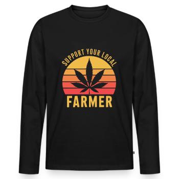 Support Your Local Farmer Retro Marihuana Cannabis - Männer Premium Bio Langarmshirt - Schwarz - Vorne - Nico (187cm)