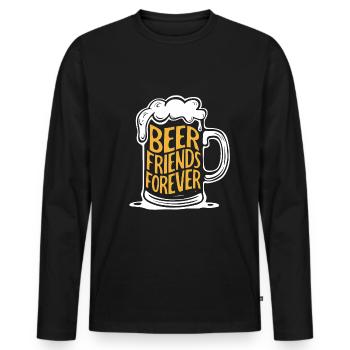Bier Bierkrug Spruch Beer Friends Forever - Männer Premium Bio Langarmshirt - Schwarz - Vorne - Nico (187cm)
