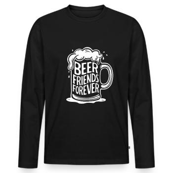 Bier Bierkrug Spruch Beer Friends Forever - Männer Premium Bio Langarmshirt - Schwarz - Vorne - Nico (187cm)