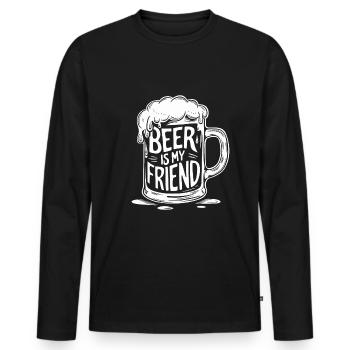 Beer Beer Mug Saying Beer is my Friend - Men's Premium Organic Long Sleeve Shirt - black - Front - Nico (187cm)