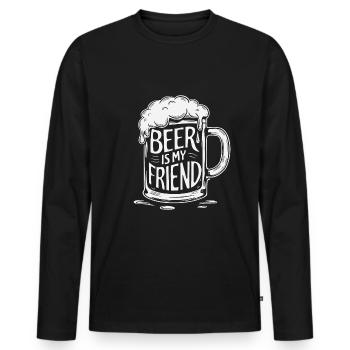 Bier Bierkrug Spruch Beer is my Friend - Männer Premium Bio Langarmshirt - Schwarz - Vorne - Nico (187cm)