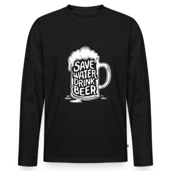 Beer Beer Mug Saying Save Water Drink Beer - Men's Premium Organic Long Sleeve Shirt - black - Front - Nico (187cm)