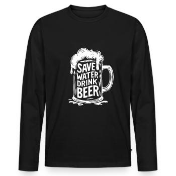 Bier Bierkrug Spruch Save Water Drink Beer - Männer Premium Bio Langarmshirt - Schwarz - Vorne - Nico (187cm)