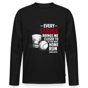 Baseball Babe Ruth Saying Sports Quote - Men's Premium Organic Long Sleeve Shirt - black - Front - Nico (187cm)