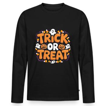 Trick or Treat - Männer Premium Bio Langarmshirt - Schwarz - Vorne - Nico (187cm)