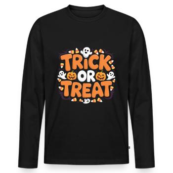Trick or Treat - Männer Premium Bio Langarmshirt - Schwarz - Vorne - Nico (187cm)