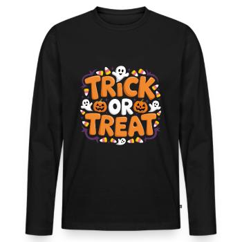 Trick or Treat - Männer Premium Bio Langarmshirt - Schwarz - Vorne - Nico (187cm)