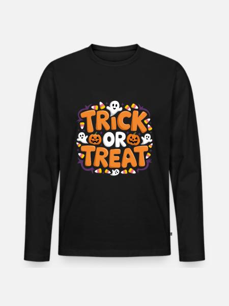 Trick or Treat - Men's Premium Organic Long Sleeve Shirt - black