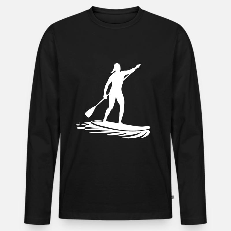 Stand Up Paddle Freizeit Urlaub - Männer Premium Bio Langarmshirt - Schwarz