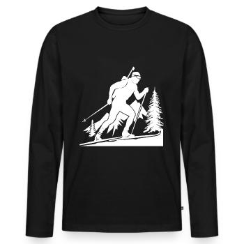 Biathlon Biathlete Winter Sports - Men's Premium Organic Long Sleeve Shirt - black - Front - Nico (187cm)