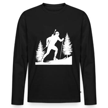 Biathlon Biathlete Winter Sports - Men's Premium Organic Long Sleeve Shirt - black - Front - Nico (187cm)