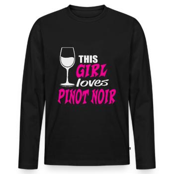 This Girl loves Pinot Noir Rotwein Spruch - Männer Premium Bio Langarmshirt - Schwarz - Vorne - Nico (187cm)