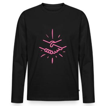 Poignée de main Main Amitié Amis - T-shirt manches longues Premium bio Homme - noir - Devant - Nico (187cm)