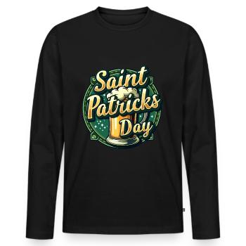 Saint Patrick's Day Beer - Men's Premium Organic Long Sleeve Shirt - black - Front - Nico (187cm)