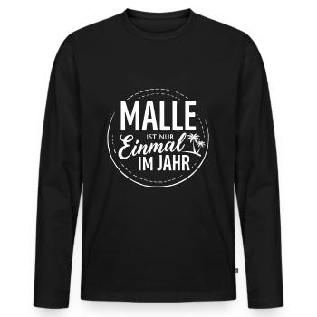Malle is only once a year – Mallorca Fans - Men's Premium Organic Long Sleeve Shirt - black - Front - Nico (187cm)
