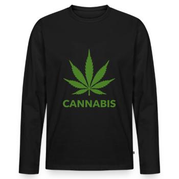 Cannabis Hemp Leaf Statement Green Look - Men's Premium Organic Long Sleeve Shirt - black - Front - Nico (187cm)