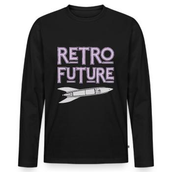 Retro Future Rakete Nostalgie - Männer Premium Bio Langarmshirt - Schwarz - Vorne - Nico (187cm)