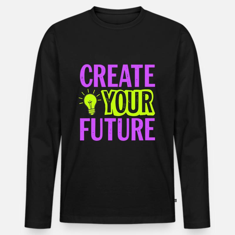 Create Your Future Glühbirne - Männer Premium Bio Langarmshirt - Schwarz
