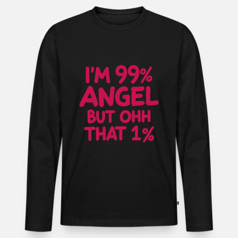 Engel Engelchen Prozent Spruch - Männer Premium Bio Langarmshirt - Schwarz
