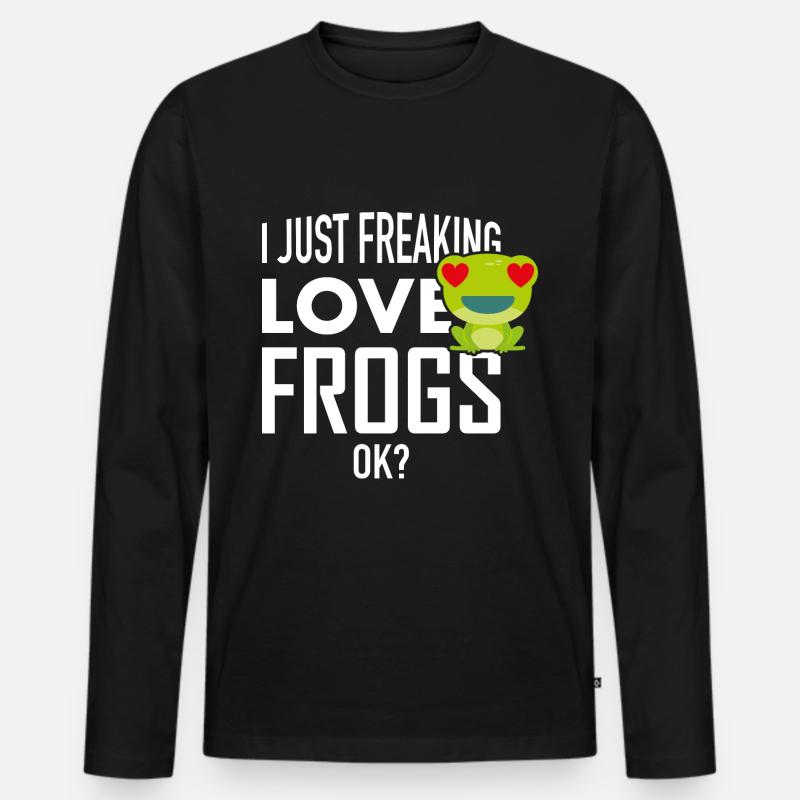 Frosch Ich liebe Frösche - Männer Premium Bio Langarmshirt - Schwarz