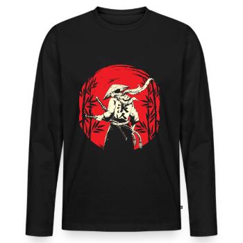 Japanese Samurai Warrior Japan Swordsman - Men's Premium Organic Long Sleeve Shirt - black - Front - Nico (187cm)