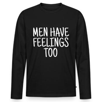 Les hommes ont aussi des sentiments - T-shirt manches longues Premium bio Homme - noir - Devant - Nico (187cm)
