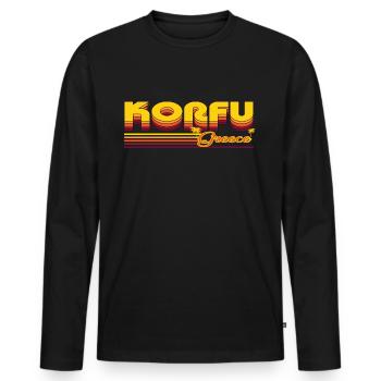 Corfu: Mediterranean retro design - Men's Premium Organic Long Sleeve Shirt - black - Front - Nico (187cm)