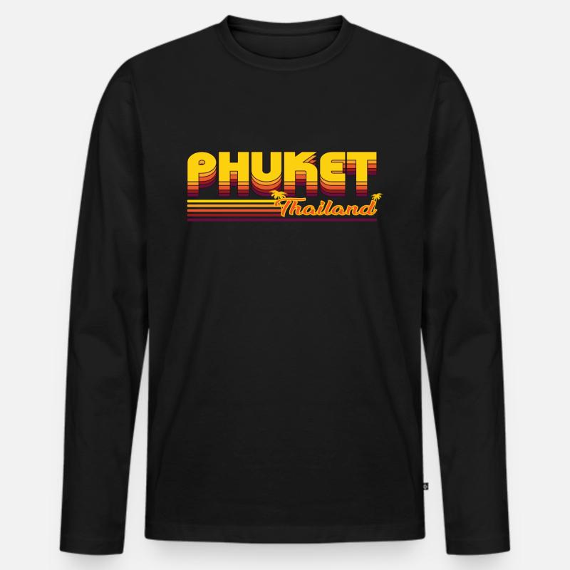 Phuket Tropical Vibes Design - Männer Premium Bio Langarmshirt - Schwarz
