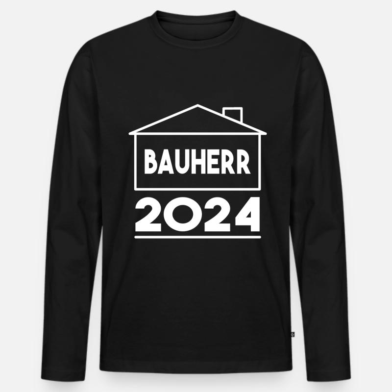 Bauherr 2024 Design - Männer Premium Bio Langarmshirt - Schwarz