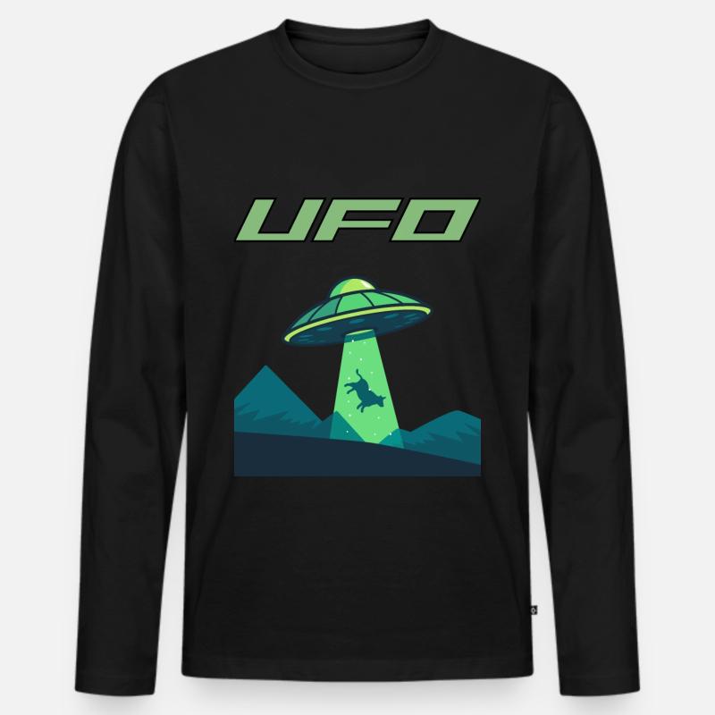 UFO beam - Männer Premium Bio Langarmshirt - Schwarz