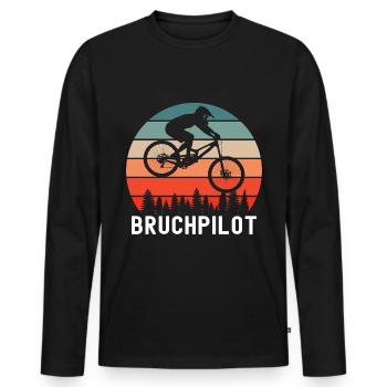 Bruchpilot Mountainbike Downhill Mtb Fahrradfahrer - Männer Premium Bio Langarmshirt - Schwarz - Vorne - Nico (187cm)