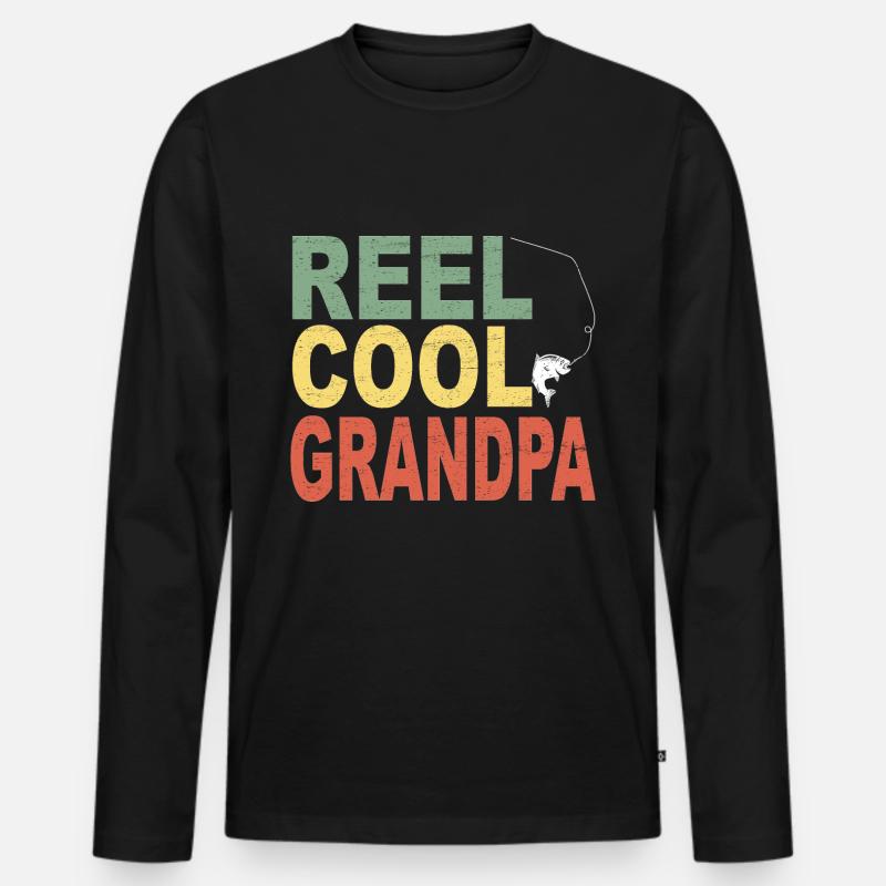 Fischen Opa Geschenkidee - Männer Premium Bio Langarmshirt - Schwarz