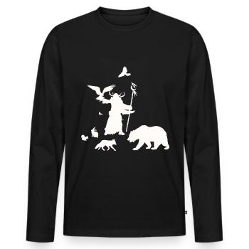 Jeu de rôle fantastique - Druid Silhouettes Design - T-shirt manches longues Premium bio Homme - noir - Devant - Nico (187cm)