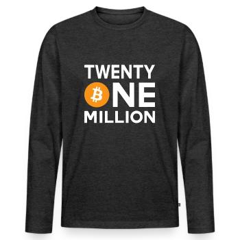 Bitcoin Twenty One Million - Männer Premium Bio Langarmshirt - Anthrazit meliert - Vorne - Nico (187cm)