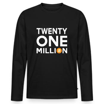 Bitcoin Twenty One Million - Männer Premium Bio Langarmshirt - Schwarz - Vorne - Nico (187cm)