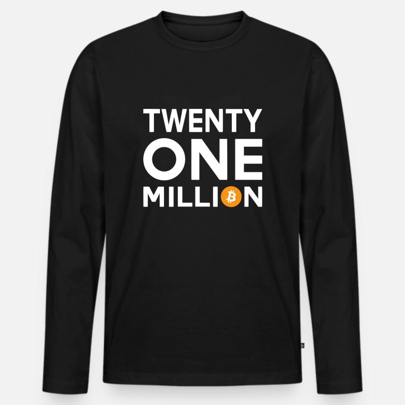 Bitcoin Twenty One Million - Männer Premium Bio Langarmshirt - Schwarz