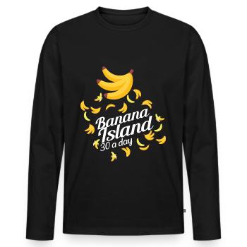 Régime de l'île aux bananes. 30 bananes par jour. cadeau - T-shirt manches longues Premium bio Homme - noir - Devant - Nico (187cm)
