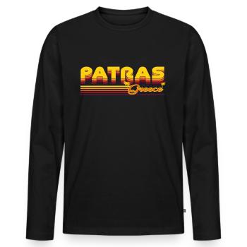 Patras: design rétro méditerranéen - T-shirt manches longues Premium bio Homme - noir - Devant - Nico (187cm)
