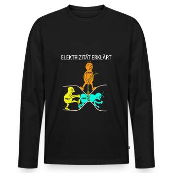 Electricity simply clarifies - Men's Premium Organic Long Sleeve Shirt - black - Front - Nico (187cm)