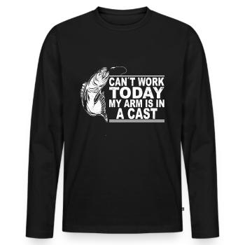 Fischen Dad Geschenkidee - Männer Premium Bio Langarmshirt - Schwarz - Vorne - Nico (187cm)