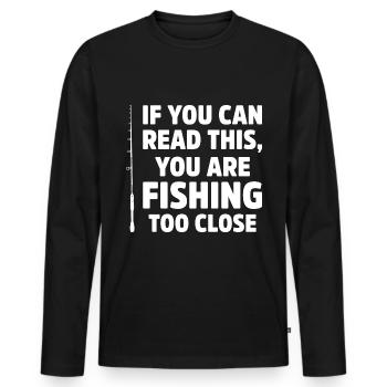 Pêcheur Drôle pêche Pêche à la mouche Poisson - T-shirt manches longues Premium bio Homme - noir - Devant - Nico (187cm)