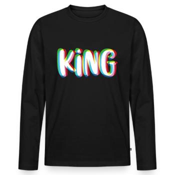 King - Queen partner shirt - Men's Premium Organic Long Sleeve Shirt - black - Front - Nico (187cm)